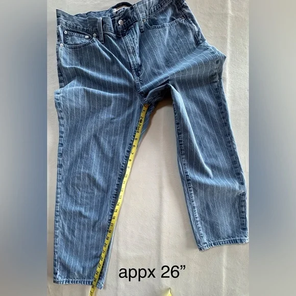 Madewell The Perfect Vintage Crop Jean High-Rise Pinstripe Edition L3915 (32) - Picture 9 of 16